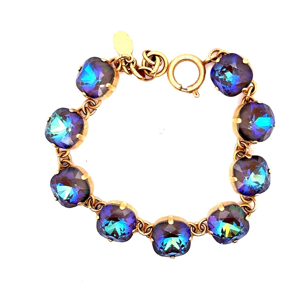 Catherine Popesco La Vie Parisienne Iridescent Blue Crystal Bracelet Gold Tone